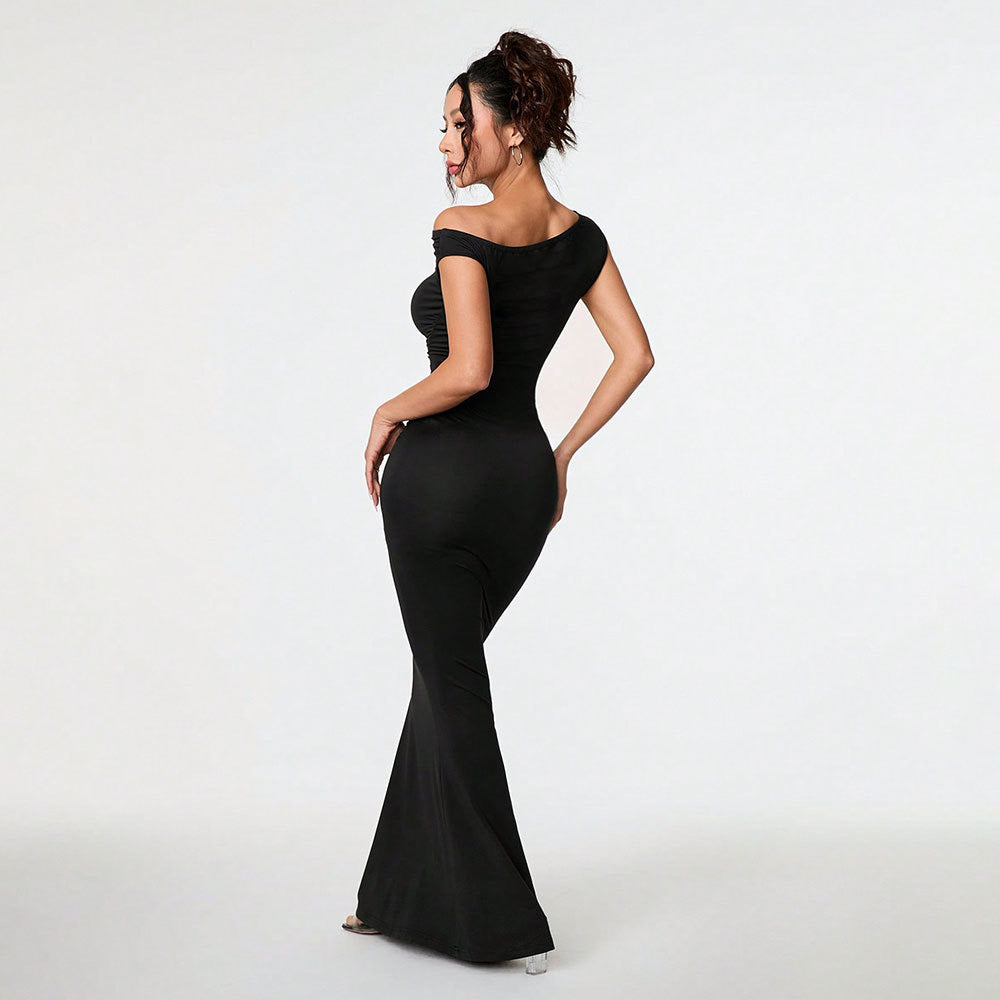 Dress Summer Shoulder Collar Black