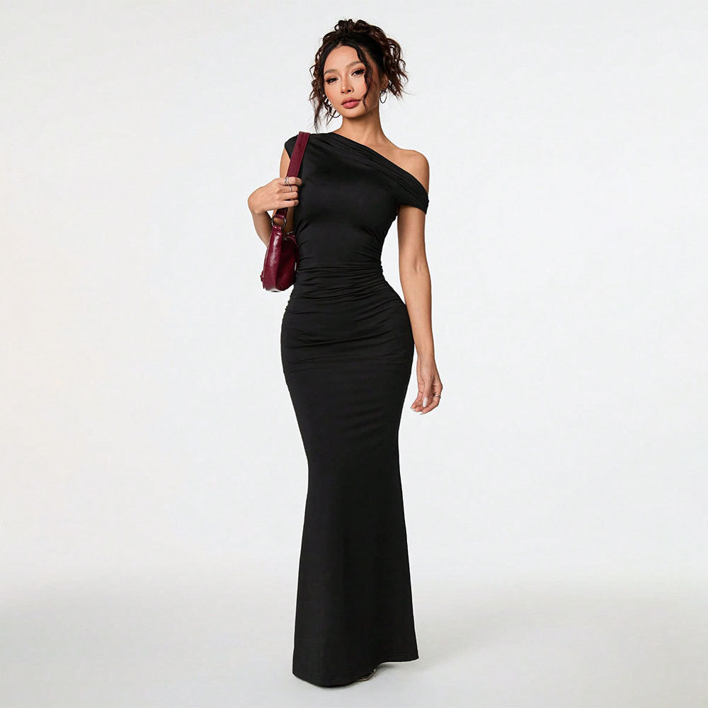 Dress Summer Shoulder Collar Black
